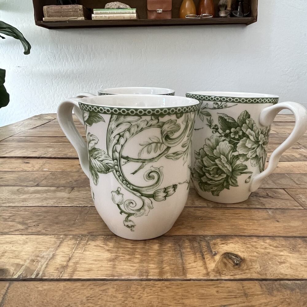 222 Fifth Adelaide Moss Green Mugs 4 1/4" Set of 3 - Picture 6 of 10